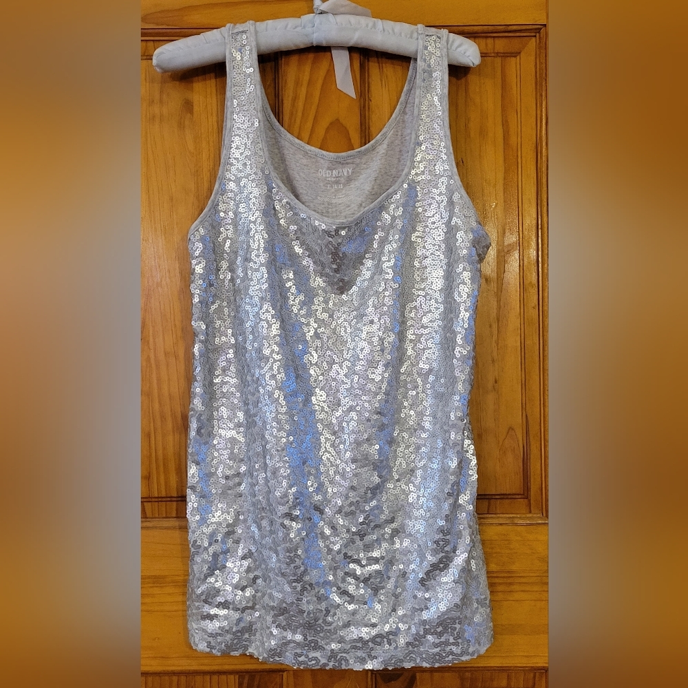 OLD NAVY Sleeveless Sequined Top  Gray XL
